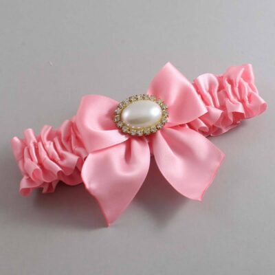 Pink Satin Wedding Garter / Solid Pink Wedding Garters / Wedding Garter / Custom Wedding Garter / Bridal Garter / Prom Garter / Linda Joyce Couture / Personalized Garter / Personalized Wedding Garter / Personalized Prom Garter