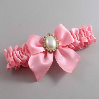 Pink Satin Wedding Garter / Solid Pink Wedding Garters / Wedding Garter / Custom Wedding Garter / Bridal Garter / Prom Garter / Linda Joyce Couture / Personalized Garter / Personalized Wedding Garter / Personalized Prom Garter