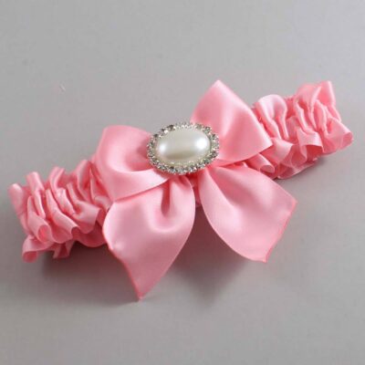 Pink Satin Wedding Garter / Solid Pink Wedding Garters / Wedding Garter / Custom Wedding Garter / Bridal Garter / Prom Garter / Linda Joyce Couture / Personalized Garter / Personalized Wedding Garter / Personalized Prom Garter