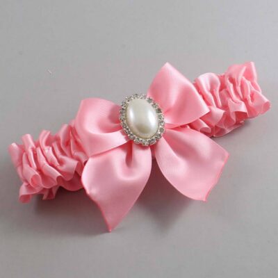 Pink Satin Wedding Garter / Solid Pink Wedding Garters / Wedding Garter / Custom Wedding Garter / Bridal Garter / Prom Garter / Linda Joyce Couture / Personalized Garter / Personalized Wedding Garter / Personalized Prom Garter