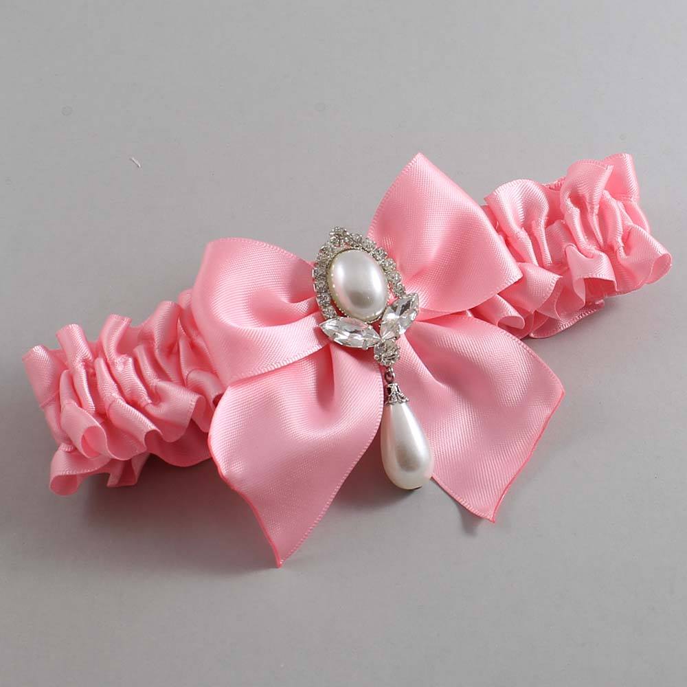 Pink Satin Wedding Garter / Solid Pink Wedding Garters / Wedding Garter / Custom Wedding Garter / Bridal Garter / Prom Garter / Linda Joyce Couture / Personalized Garter / Personalized Wedding Garter / Personalized Prom Garter