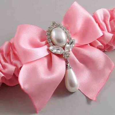 Pink Satin Wedding Garter / Solid Pink Wedding Garters / Wedding Garter / Custom Wedding Garter / Bridal Garter / Prom Garter / Linda Joyce Couture / Personalized Garter / Personalized Wedding Garter / Personalized Prom Garter