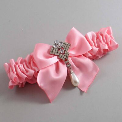 Pink Satin Wedding Garter / Solid Pink Wedding Garters / Wedding Garter / Custom Wedding Garter / Bridal Garter / Prom Garter / Linda Joyce Couture / Personalized Garter / Personalized Wedding Garter / Personalized Prom Garter
