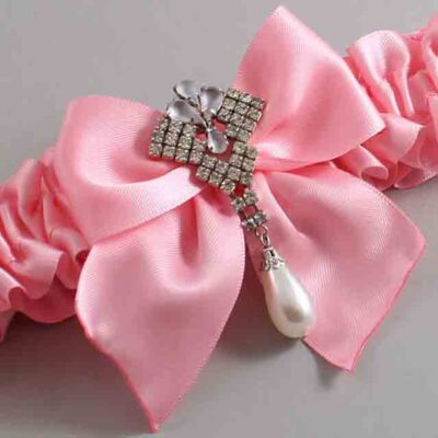 Pink Satin Wedding Garter / Solid Pink Wedding Garters / Wedding Garter / Custom Wedding Garter / Bridal Garter / Prom Garter / Linda Joyce Couture / Personalized Garter / Personalized Wedding Garter / Personalized Prom Garter