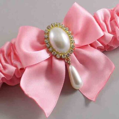 Pink Satin Wedding Garter / Solid Pink Wedding Garters / Wedding Garter / Custom Wedding Garter / Bridal Garter / Prom Garter / Linda Joyce Couture / Personalized Garter / Personalized Wedding Garter / Personalized Prom Garter