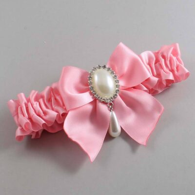 Pink Satin Wedding Garter / Solid Pink Wedding Garters / Wedding Garter / Custom Wedding Garter / Bridal Garter / Prom Garter / Linda Joyce Couture / Personalized Garter / Personalized Wedding Garter / Personalized Prom Garter