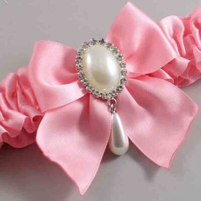 Pink Satin Wedding Garter / Solid Pink Wedding Garters / Wedding Garter / Custom Wedding Garter / Bridal Garter / Prom Garter / Linda Joyce Couture / Personalized Garter / Personalized Wedding Garter / Personalized Prom Garter