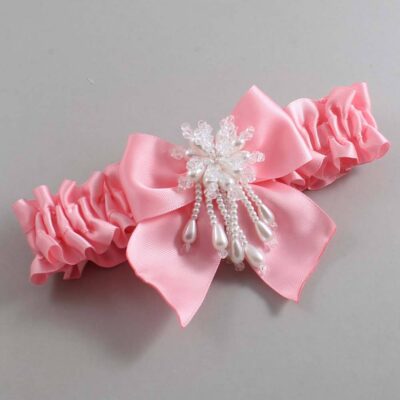 Pink Satin Wedding Garter / Solid Pink Wedding Garters / Wedding Garter / Custom Wedding Garter / Bridal Garter / Prom Garter / Linda Joyce Couture / Personalized Garter / Personalized Wedding Garter / Personalized Prom Garter