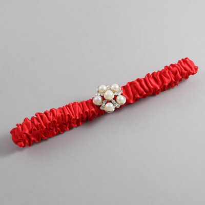 Hot Red Satin Wedding Garter / Solid Red Wedding Garters / Wedding Garter / Custom Wedding Garter / Bridal Garter / Prom Garter / Linda Joyce Couture / Personalized Garter / Personalized Wedding Garter / Personalized Prom Garter