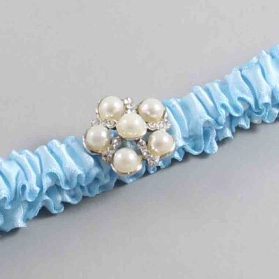 Alice Blue Satin Wedding Garter / Solid Blue Wedding Garters / Wedding Garter / Custom Wedding Garter / Bridal Garter / Prom Garter / Linda Joyce Couture / Personalized Garter / Personalized Wedding Garter / Personalized Prom Garter