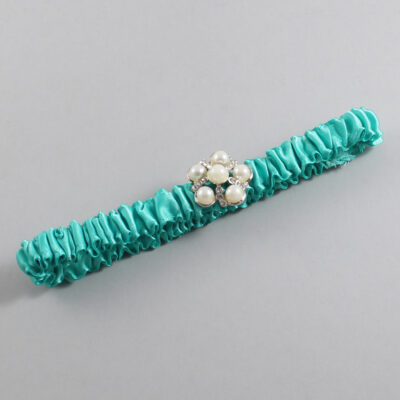 Tropic Satin Wedding Garter / Solid Teal Wedding Garters / Wedding Garter / Custom Wedding Garter / Bridal Garter / Prom Garter / Linda Joyce Couture / Personalized Garter / Personalized Wedding Garter / Personalized Prom Garter