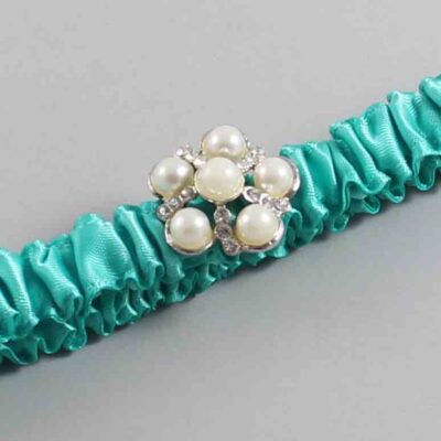 Tropic Satin Wedding Garter / Solid Teal Wedding Garters / Wedding Garter / Custom Wedding Garter / Bridal Garter / Prom Garter / Linda Joyce Couture / Personalized Garter / Personalized Wedding Garter / Personalized Prom Garter