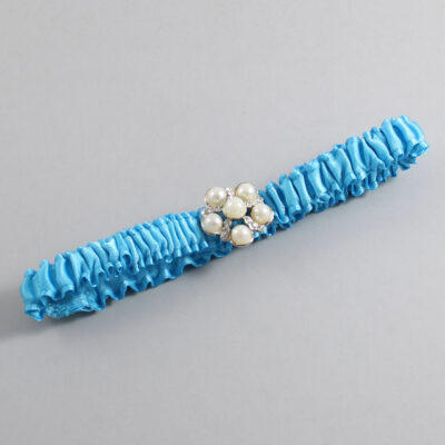 Turquoise Satin Wedding Garter / Solid Blue Wedding Garters / Wedding Garter / Custom Wedding Garter / Bridal Garter / Prom Garter / Linda Joyce Couture / Personalized Garter / Personalized Wedding Garter / Personalized Prom Garter