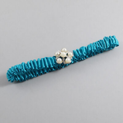 Tornado Blue Satin Wedding Garter / Solid Teal Wedding Garters / Wedding Garter / Custom Wedding Garter / Bridal Garter / Prom Garter / Linda Joyce Couture / Personalized Garter / Personalized Wedding Garter / Personalized Prom Garter