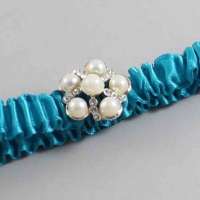 Tornado Blue Satin Wedding Garter / Solid Teal Wedding Garters / Wedding Garter / Custom Wedding Garter / Bridal Garter / Prom Garter / Linda Joyce Couture / Personalized Garter / Personalized Wedding Garter / Personalized Prom Garter
