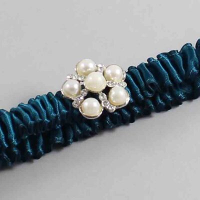 Teal Satin Wedding Garter / Solid Teal Wedding Garters / Wedding Garter / Custom Wedding Garter / Bridal Garter / Prom Garter / Linda Joyce Couture / Personalized Garter / Personalized Wedding Garter / Personalized Prom Garter