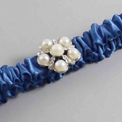 Smoke Blue Satin Wedding Garter / Solid Blue Wedding Garters / Wedding Garter / Custom Wedding Garter / Bridal Garter / Prom Garter / Linda Joyce Couture / Personalized Garter / Personalized Wedding Garter / Personalized Prom Garter