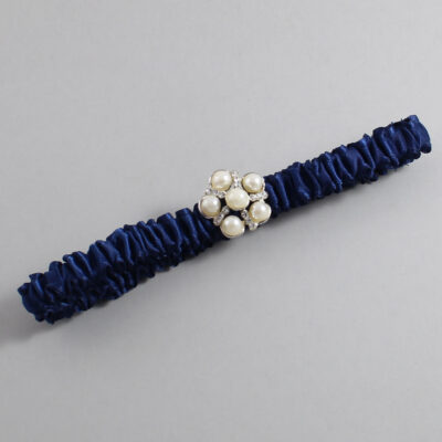 Navy Blue Satin Wedding Garter / Solid Blue Wedding Garters / Wedding Garter / Custom Wedding Garter / Bridal Garter / Prom Garter / Linda Joyce Couture / Personalized Garter / Personalized Wedding Garter / Personalized Prom Garter