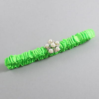 Acid Green Satin Wedding Garter / Solid Green Wedding Garters / Wedding Garter / Custom Wedding Garter / Bridal Garter / Prom Garter / Linda Joyce Couture / Personalized Garter / Personalized Wedding Garter / Personalized Prom Garter