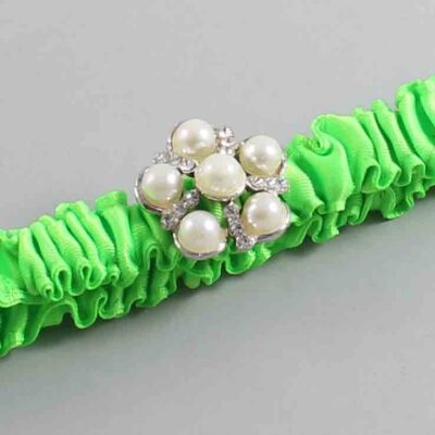 Acid Green Satin Wedding Garter / Solid Green Wedding Garters / Wedding Garter / Custom Wedding Garter / Bridal Garter / Prom Garter / Linda Joyce Couture / Personalized Garter / Personalized Wedding Garter / Personalized Prom Garter