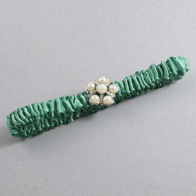 Celadon Satin Wedding Garter / Green and Green Wedding Garters / Wedding Garter / Custom Wedding Garter / Bridal Garter / Prom Garter / Linda Joyce Couture / Personalized Garter / Personalized Wedding Garter / Personalized Prom Garter