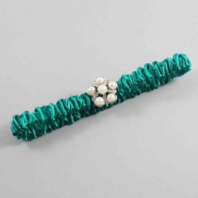 Parrot Green Satin Wedding Garter / Solid Teal Wedding Garters / Wedding Garter / Custom Wedding Garter / Bridal Garter / Prom Garter / Linda Joyce Couture / Personalized Garter / Personalized Wedding Garter / Personalized Prom Garter