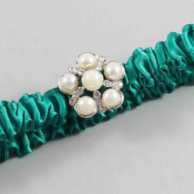 Parrot Green Satin Wedding Garter / Solid Teal Wedding Garters / Wedding Garter / Custom Wedding Garter / Bridal Garter / Prom Garter / Linda Joyce Couture / Personalized Garter / Personalized Wedding Garter / Personalized Prom Garter