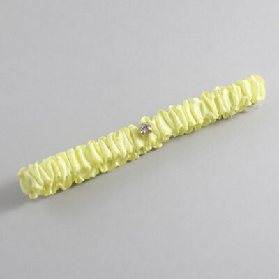 Lemon Chiffon Satin Wedding Garter / Solid Yellow Wedding Garters / Wedding Garter / Custom Wedding Garter / Bridal Garter / Prom Garter / Linda Joyce Couture / Personalized Garter / Personalized Wedding Garter / Personalized Prom Garter