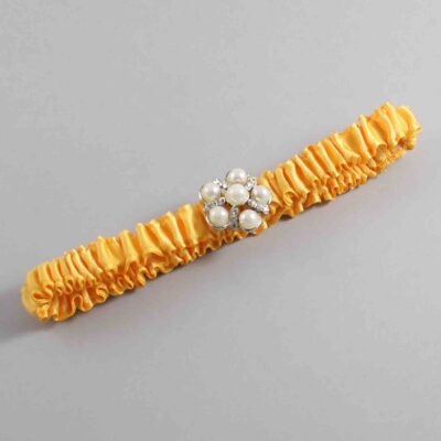 Saffron Satin Wedding Garter / Solid Yellow Wedding Garters / Wedding Garter / Custom Wedding Garter / Bridal Garter / Prom Garter / Linda Joyce Couture / Personalized Garter / Personalized Wedding Garter / Personalized Prom Garter