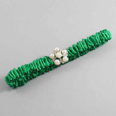 Emerald Green Satin Wedding Garter / Solid Green Wedding Garters / Wedding Garter / Custom Wedding Garter / Bridal Garter / Prom Garter / Linda Joyce Couture / Personalized Garter / Personalized Wedding Garter / Personalized Prom Garter