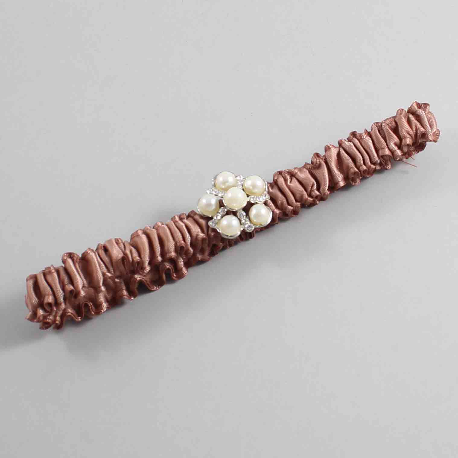 Pecan Brown Satin Wedding Garter / Solid Brown Wedding Garters / Wedding Garter / Custom Wedding Garter / Bridal Garter / Prom Garter / Linda Joyce Couture / Personalized Garter / Personalized Wedding Garter / Personalized Prom Garter