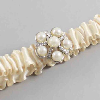 Beige Satin Wedding Garter / Solid Ivory Wedding Garters / Wedding Garter / Custom Wedding Garter / Bridal Garter / Prom Garter / Linda Joyce Couture / Personalized Garter / Personalized Wedding Garter / Personalized Prom Garter