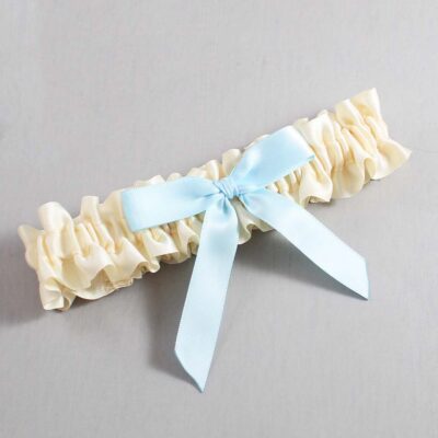 Ivory and Alice Blue Satin Wedding Garter / Ivory Wedding Garters / Wedding Garter / Custom Wedding Garter / Bridal Garter / Prom Garter / Linda Joyce Couture / Personalized Garter / Personalized Wedding Garter / Personalized Prom Garter
