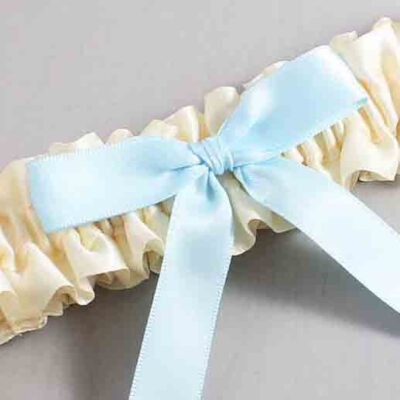Ivory and Alice Blue Satin Wedding Garter / Ivory Wedding Garters / Wedding Garter / Custom Wedding Garter / Bridal Garter / Prom Garter / Linda Joyce Couture / Personalized Garter / Personalized Wedding Garter / Personalized Prom Garter
