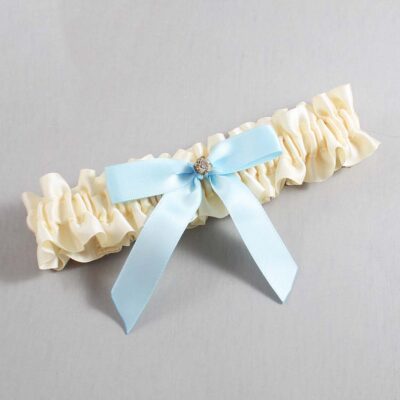 Ivory and Alice Blue Satin Wedding Garter / Ivory Wedding Garters / Wedding Garter / Custom Wedding Garter / Bridal Garter / Prom Garter / Linda Joyce Couture / Personalized Garter / Personalized Wedding Garter / Personalized Prom Garter