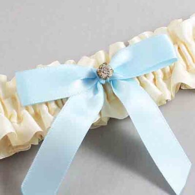 Ivory and Alice Blue Satin Wedding Garter / Ivory Wedding Garters / Wedding Garter / Custom Wedding Garter / Bridal Garter / Prom Garter / Linda Joyce Couture / Personalized Garter / Personalized Wedding Garter / Personalized Prom Garter