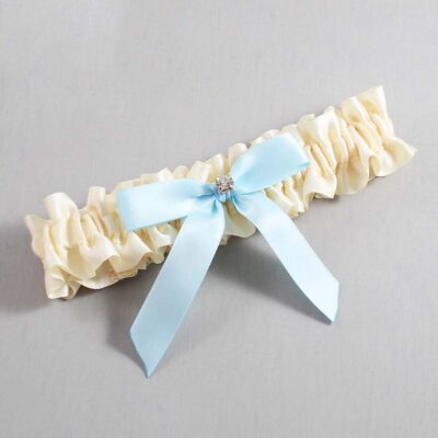 Ivory and Alice Blue Satin Wedding Garter / Ivory Wedding Garters / Wedding Garter / Custom Wedding Garter / Bridal Garter / Prom Garter / Linda Joyce Couture / Personalized Garter / Personalized Wedding Garter / Personalized Prom Garter