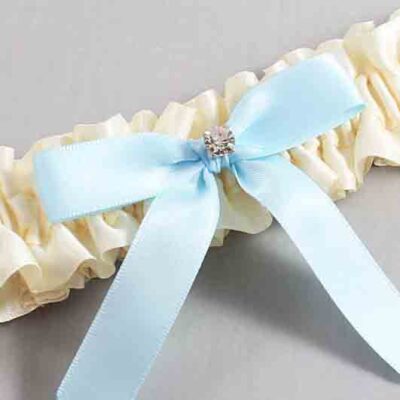 Ivory and Alice Blue Satin Wedding Garter / Ivory Wedding Garters / Wedding Garter / Custom Wedding Garter / Bridal Garter / Prom Garter / Linda Joyce Couture / Personalized Garter / Personalized Wedding Garter / Personalized Prom Garter