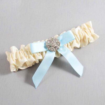 Ivory and Alice Blue Satin Wedding Garter / Ivory Wedding Garters / Wedding Garter / Custom Wedding Garter / Bridal Garter / Prom Garter / Linda Joyce Couture / Personalized Garter / Personalized Wedding Garter / Personalized Prom Garter