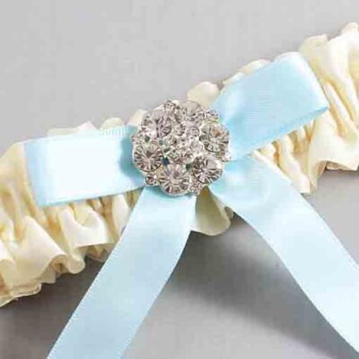 Ivory and Alice Blue Satin Wedding Garter / Ivory Wedding Garters / Wedding Garter / Custom Wedding Garter / Bridal Garter / Prom Garter / Linda Joyce Couture / Personalized Garter / Personalized Wedding Garter / Personalized Prom Garter