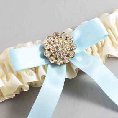 Ivory and Alice Blue Satin Wedding Garter / Ivory Wedding Garters / Wedding Garter / Custom Wedding Garter / Bridal Garter / Prom Garter / Linda Joyce Couture / Personalized Garter / Personalized Wedding Garter / Personalized Prom Garter