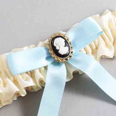 Ivory and Alice Blue Satin Wedding Garter / Ivory Wedding Garters / Wedding Garter / Custom Wedding Garter / Bridal Garter / Prom Garter / Linda Joyce Couture / Personalized Garter / Personalized Wedding Garter / Personalized Prom Garter