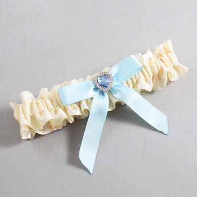 Ivory and Alice Blue Satin Wedding Garter / Ivory Wedding Garters / Wedding Garter / Custom Wedding Garter / Bridal Garter / Prom Garter / Linda Joyce Couture / Personalized Garter / Personalized Wedding Garter / Personalized Prom Garter