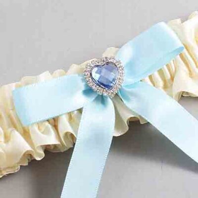 Ivory and Alice Blue Satin Wedding Garter / Ivory Wedding Garters / Wedding Garter / Custom Wedding Garter / Bridal Garter / Prom Garter / Linda Joyce Couture / Personalized Garter / Personalized Wedding Garter / Personalized Prom Garter