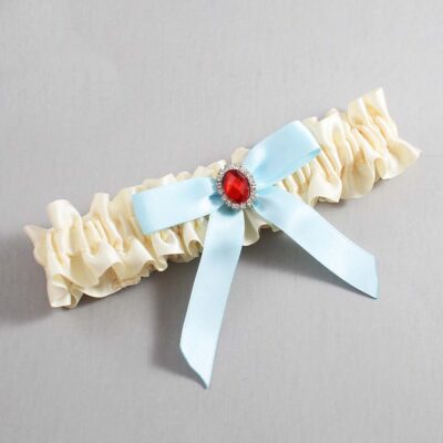 Ivory and Alice Blue Satin Wedding Garter / Ivory Wedding Garters / Wedding Garter / Custom Wedding Garter / Bridal Garter / Prom Garter / Linda Joyce Couture / Personalized Garter / Personalized Wedding Garter / Personalized Prom Garter