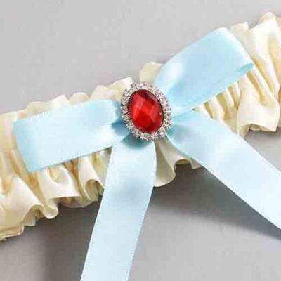 Ivory and Alice Blue Satin Wedding Garter / Ivory Wedding Garters / Wedding Garter / Custom Wedding Garter / Bridal Garter / Prom Garter / Linda Joyce Couture / Personalized Garter / Personalized Wedding Garter / Personalized Prom Garter