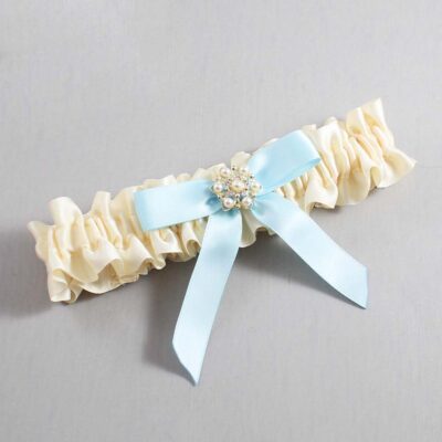 Ivory and Alice Blue Satin Wedding Garter / Ivory Wedding Garters / Wedding Garter / Custom Wedding Garter / Bridal Garter / Prom Garter / Linda Joyce Couture / Personalized Garter / Personalized Wedding Garter / Personalized Prom Garter