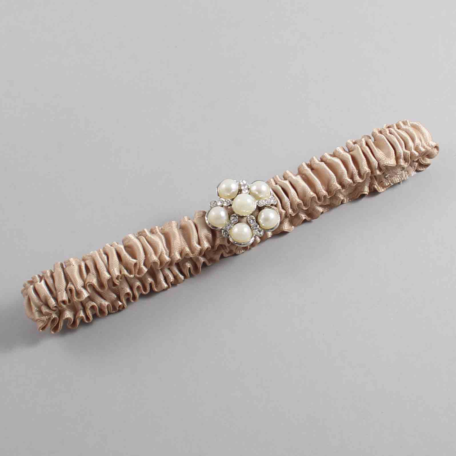 Tan Satin Wedding Garter / Solid Brown Wedding Garters / Wedding Garter / Custom Wedding Garter / Bridal Garter / Prom Garter / Linda Joyce Couture / Personalized Garter / Personalized Wedding Garter / Personalized Prom Garter