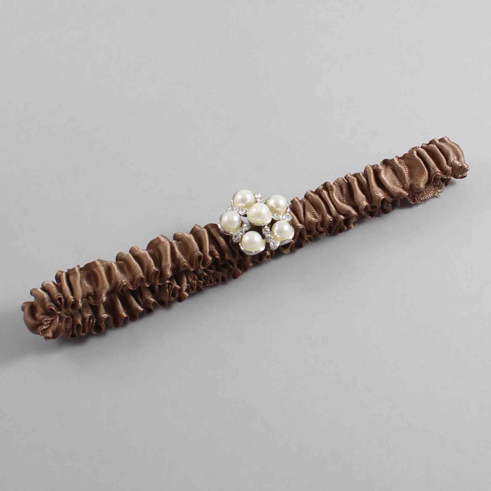 Sable Satin Wedding Garter / Solid Brown Wedding Garters / Wedding Garter / Custom Wedding Garter / Bridal Garter / Prom Garter / Linda Joyce Couture / Personalized Garter / Personalized Wedding Garter / Personalized Prom Garter