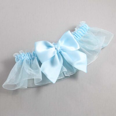 Alice Blue and Light-Blue Organza Wedding Garter / Solid Blue Wedding Garters / Wedding Garter / Custom Wedding Garter / Bridal Garter / Prom Garter / Linda Joyce Couture / Personalized Garter / Personalized Wedding Garter / Personalized Prom Garter